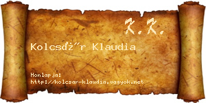 Kolcsár Klaudia névjegykártya