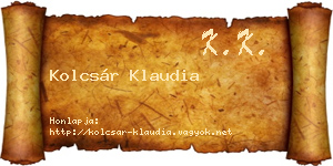 Kolcsár Klaudia névjegykártya